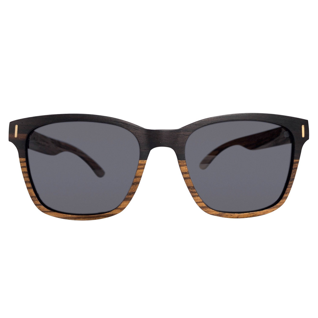 Cali Life Co. Gold Country polarized UV400 eco-friendly wood sunglasses with flower engraving - California Mountain Series