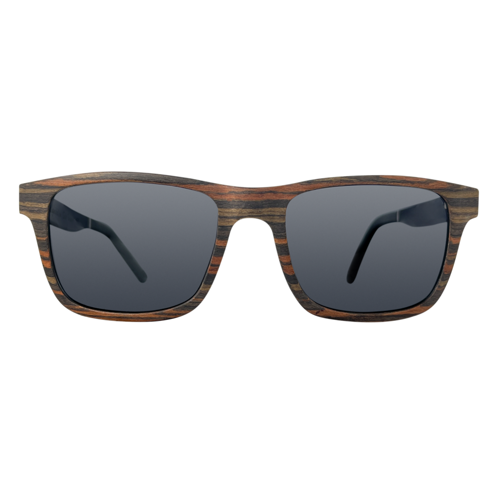 Cali Life Co. Lake Arrowhead polarized UV400 black oak and walnut wood frame sunglasses - California Mountain Series