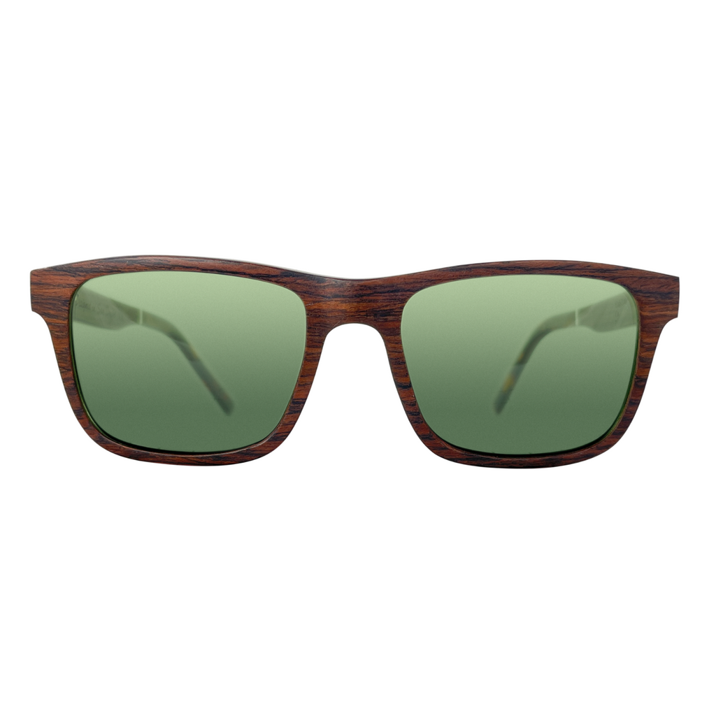Cali Life Co. Kings Canyon polarized UV400 full wood sunglasses with Aztec art spring hinges - California Mountain Series