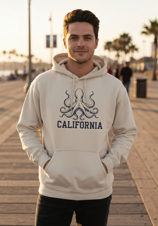Cali Life Octopus Art California Hoodie — Men's