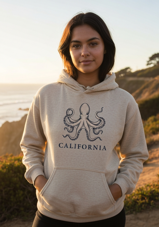 Cali Life Octopus Art California Hoodie — Women's