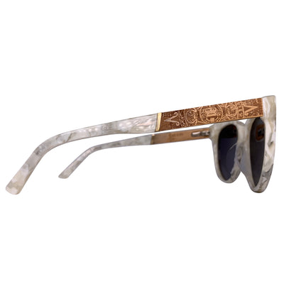 Venice wood-temple polarized sunglasses worn in natural light, Coastal collection by Cali Life Co