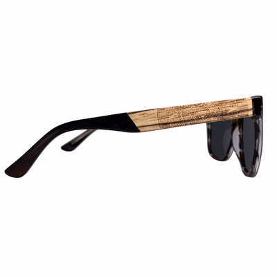 Eagle Peak wood-temple polarized sunglasses worn in natural light, Mountain collection by Cali Life Co