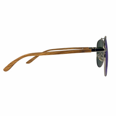 Pacific Beach wood-temple polarized sunglasses worn in natural light, Coastal collection by Cali Life Co