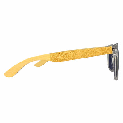 Laguna wood-temple polarized sunglasses worn in natural light, Coastal collection by Cali Life Co