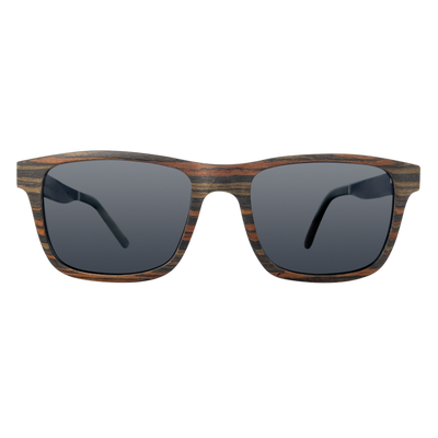Cali Life Co. Lake Arrowhead polarized UV400 black oak and walnut wood frame sunglasses - California Mountain Series