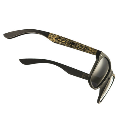 Santa Monica top-down view of bamboo wood temple grain and bio-acetate front, handcrafted by Cali Life Co San Diego